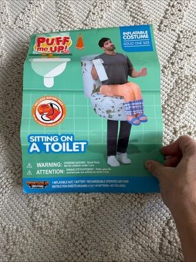 New Puff Me Up! Sitting on a Toilet Inflatable Costume - Green Packaging
